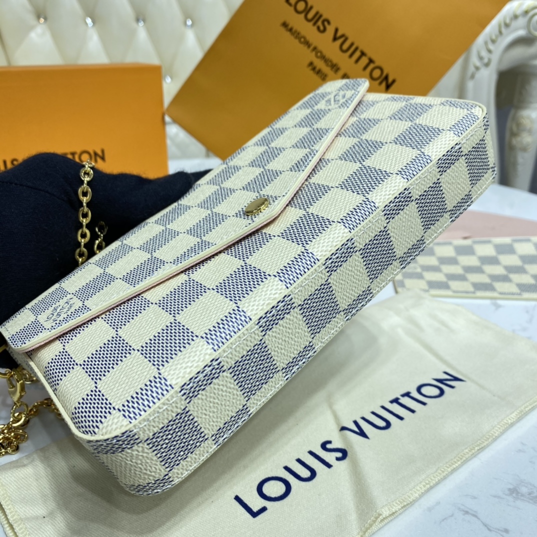 Louis Vuitton FELICIE POCHETTE Handbag Damier Azur N63106